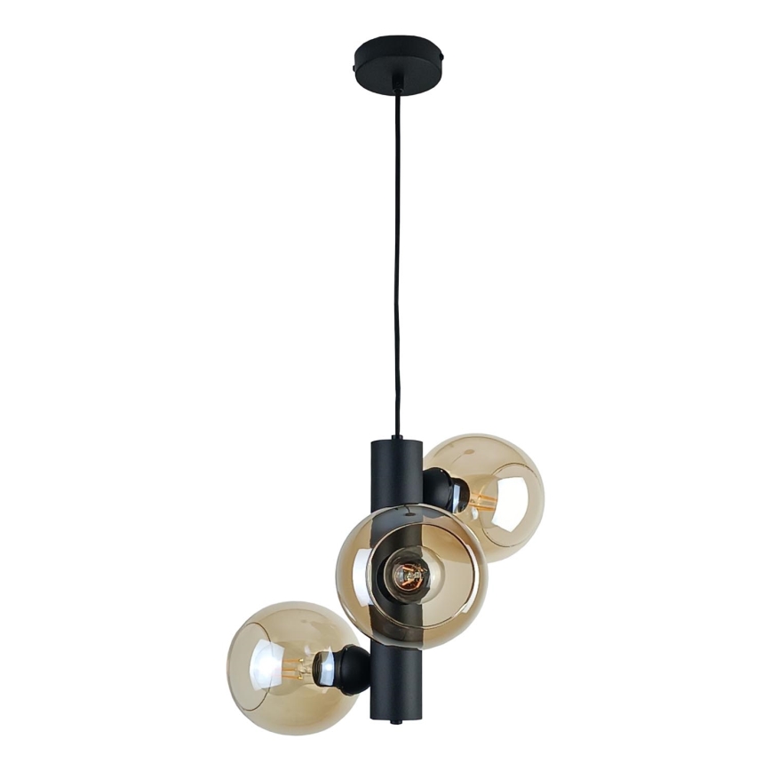 Pakabinamas sietynas TUBE 3xE27/60W/230V juoda/dūminis smėlio spalva