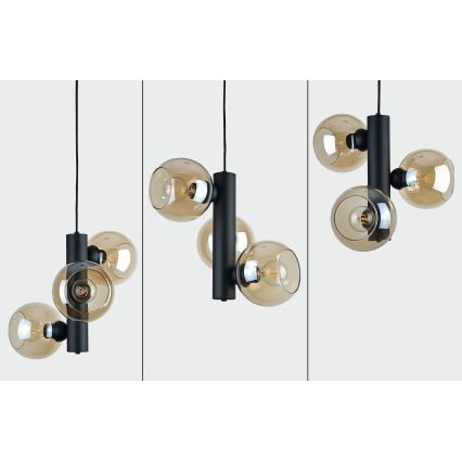 Pakabinamas sietynas TUBE 3xE27/60W/230V juoda/dūminis smėlio spalva