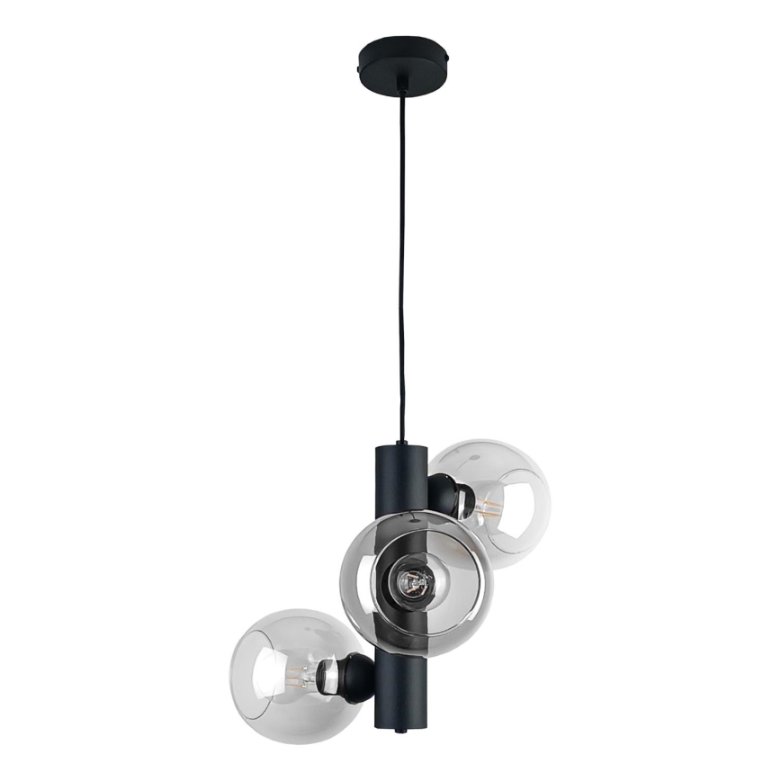 Pakabinamas sietynas TUBE 3xE27/60W/230V juoda/permatoma