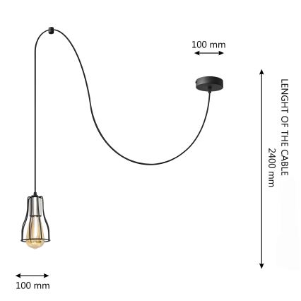 Pakabinamas sietynas TUBE LONG 1xE27/15W/230V juoda/chromas