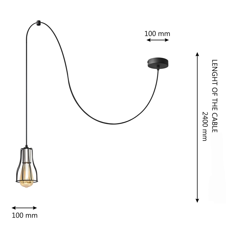 Pakabinamas sietynas TUBE LONG 1xE27/15W/230V juoda/blizgus chromas