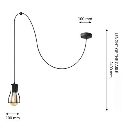 Pakabinamas sietynas TUBE LONG 1xE27/15W/230V juoda