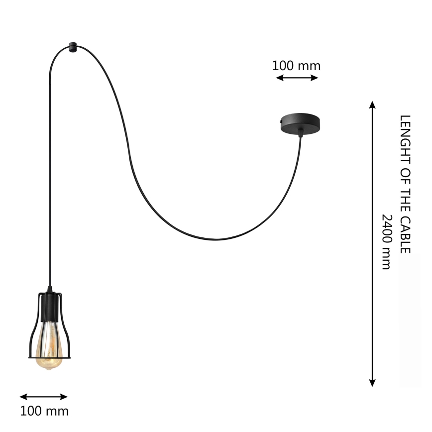 Pakabinamas sietynas TUBE LONG 1xE27/15W/230V juoda
