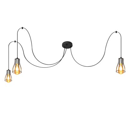 Pakabinamas sietynas TUBE LONG 3xE27/15W/230V juoda/blizgus chromas