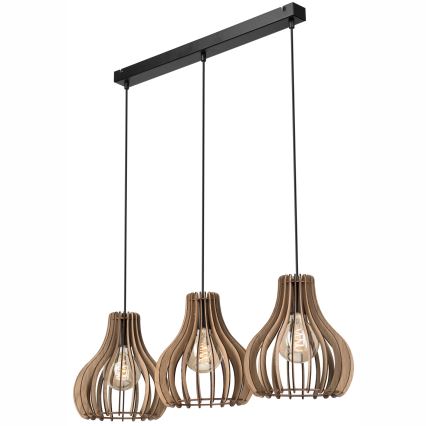 Pakabinamas sietynas TUCCI 3xE27/15W/230V ąžuolas/juoda