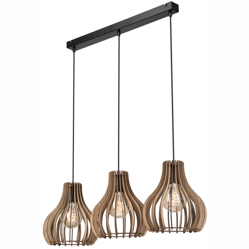 Pakabinamas sietynas TUCCI 3xE27/15W/230V ąžuolas/juoda