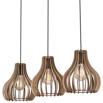 Pakabinamas sietynas TUCCI 3xE27/15W/230V ąžuolas/juoda