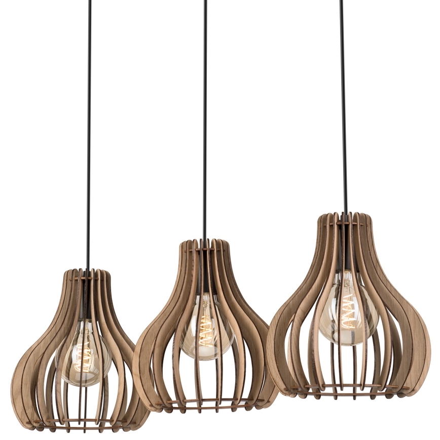 Pakabinamas sietynas TUCCI 3xE27/15W/230V ąžuolas/juoda