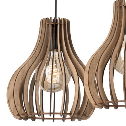 Pakabinamas sietynas TUCCI 3xE27/15W/230V ąžuolas/juoda