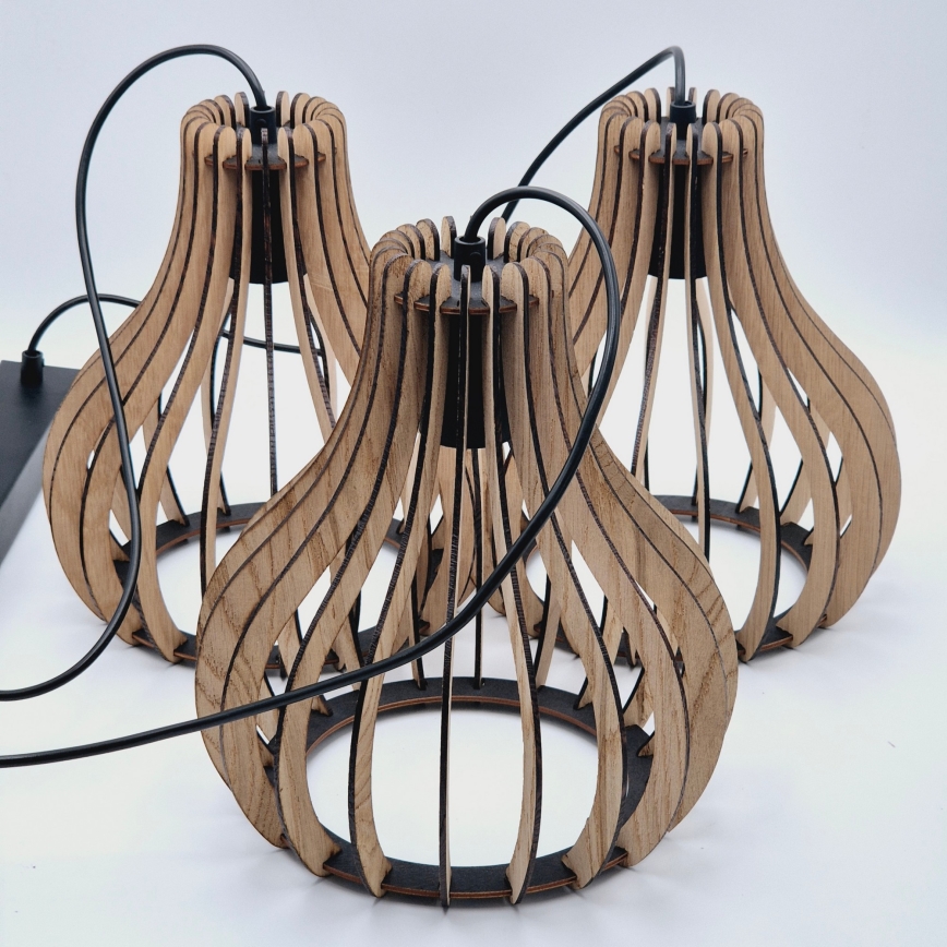 Pakabinamas sietynas TUCCI 3xE27/15W/230V ąžuolas/juoda