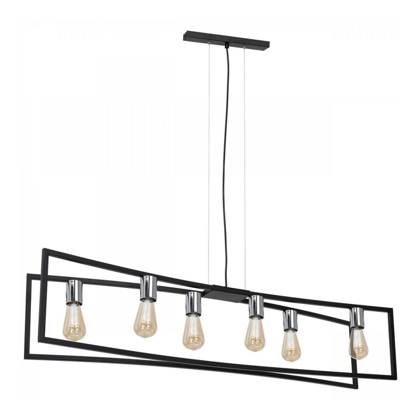 Pakabinamas sietynas TUNJA 6xE27/60W/230V juoda/blizgus chromas