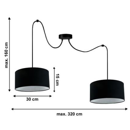 Pakabinamas sietynas TUZ 2xE27/60W/230V voras