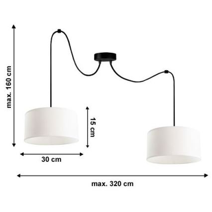 Pakabinamas sietynas TUZ 2xE27/60W/230V voras