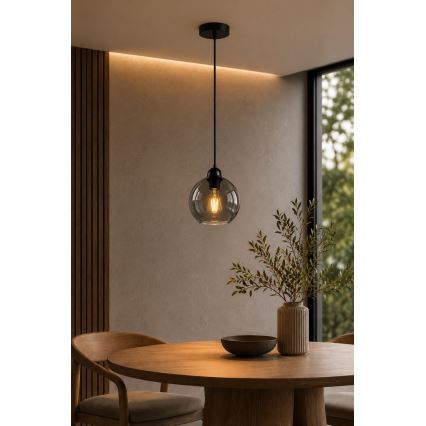 Pakabinamas sietynas UNO 1xE27/60W/230V juoda/dūminis