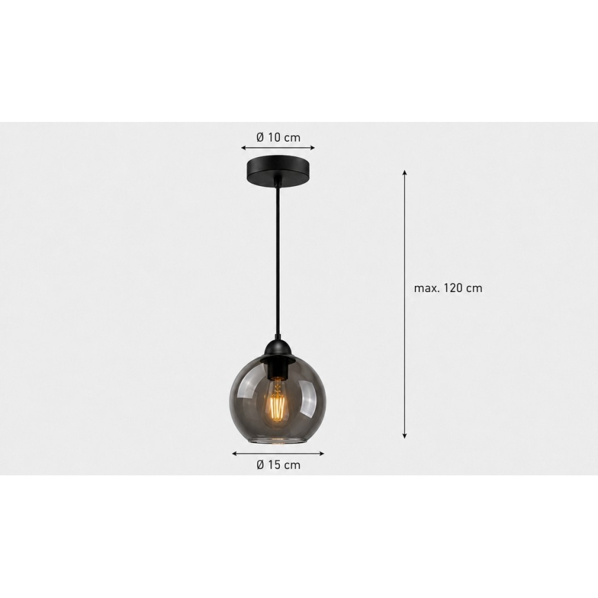 Pakabinamas sietynas UNO 1xE27/60W/230V juoda/dūminis