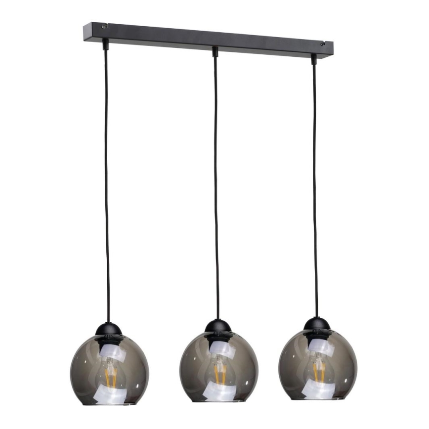 Pakabinamas sietynas UNO 3xE27/60W/230V juoda/dūminis