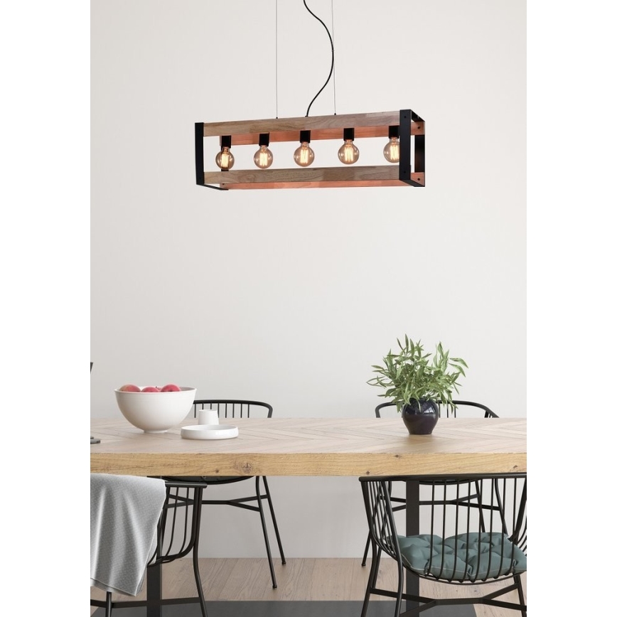 Pakabinamas sietynas VARNA 5xE27/40W/230V ąžuolas