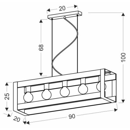 Pakabinamas sietynas VARNA 5xE27/40W/230V ąžuolas