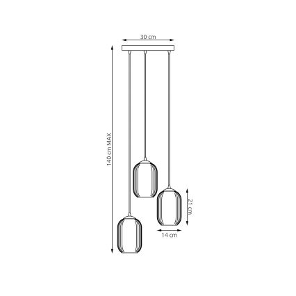 Pakabinamas sietynas VERDI 3xE27/15W/230V diametras 30 cm juoda/balta