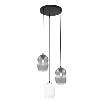Pakabinamas sietynas VERDI 3xE27/15W/230V diametras 30 cm juoda/pilka/balta