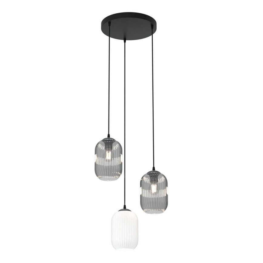 Pakabinamas sietynas VERDI 3xE27/15W/230V diametras 30 cm juoda/pilka/balta