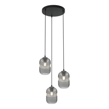 Pakabinamas sietynas VERDI 3xE27/15W/230V diametras 30 cm juoda/pilka