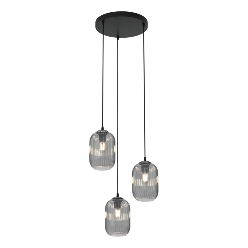 Pakabinamas sietynas VERDI 3xE27/15W/230V diametras 30 cm juoda/pilka