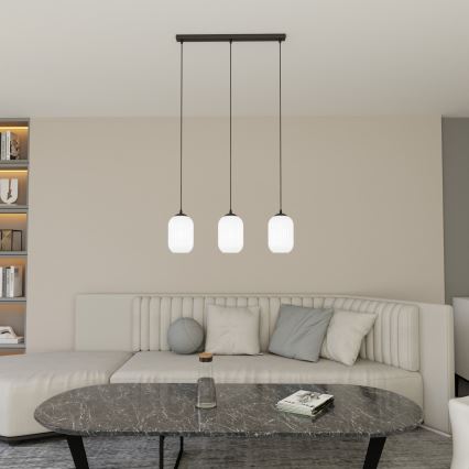 Pakabinamas sietynas VERDI 3xE27/15W/230V juoda/balta