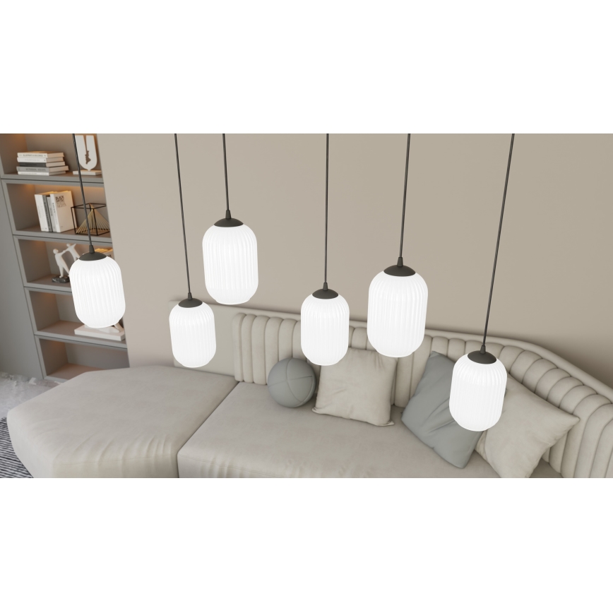 Pakabinamas sietynas VERDI 3xE27/15W/230V juoda/balta