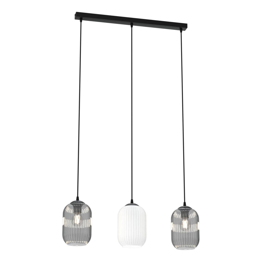 Pakabinamas sietynas VERDI 3xE27/15W/230V juoda/pilka/balta
