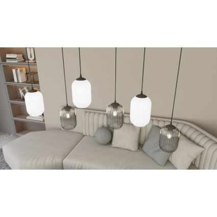 Pakabinamas sietynas VERDI 3xE27/15W/230V juoda/pilka/balta