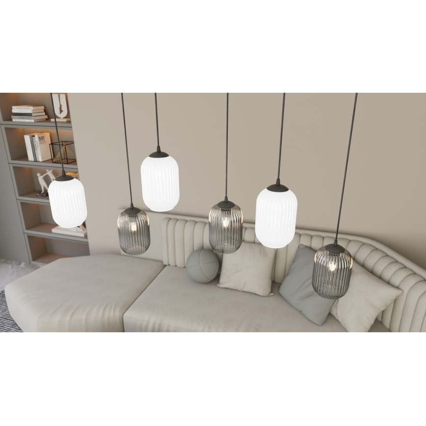 Pakabinamas sietynas VERDI 3xE27/15W/230V juoda/pilka/balta