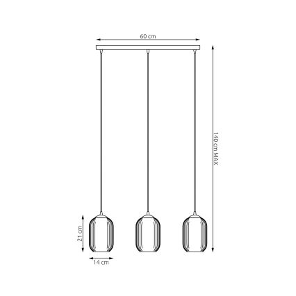 Pakabinamas sietynas VERDI 3xE27/15W/230V juoda/pilka/balta
