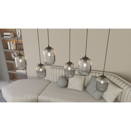 Pakabinamas sietynas VERDI 3xE27/15W/230V juoda/pilka