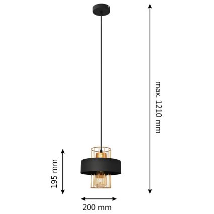Pakabinamas sietynas VOLTA 1xE27/15W/230V juodas/aukso