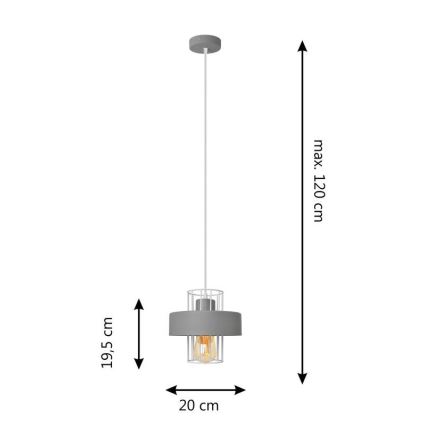 Pakabinamas sietynas VOLTA 1xE27/15W/230V pilkas