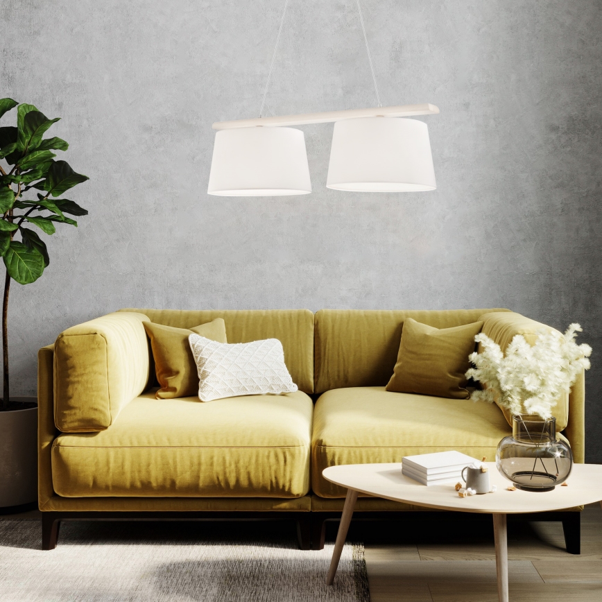 Pakabinamas šviestuvas AIDA ant laido, 2xE27/60W/230V, skersmuo 35 cm, ąžuolas/balta