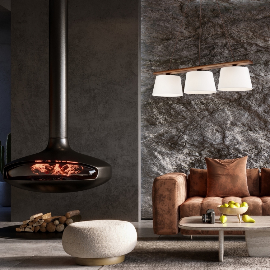 Pakabinamas šviestuvas AIDA ant laido 3xE27/60W/230V, Ø 25 cm, ąžuolas/riešutmedis