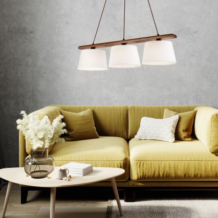 Pakabinamas šviestuvas AIDA ant laido 3xE27/60W/230V, Ø 25 cm, ąžuolas/riešutmedis