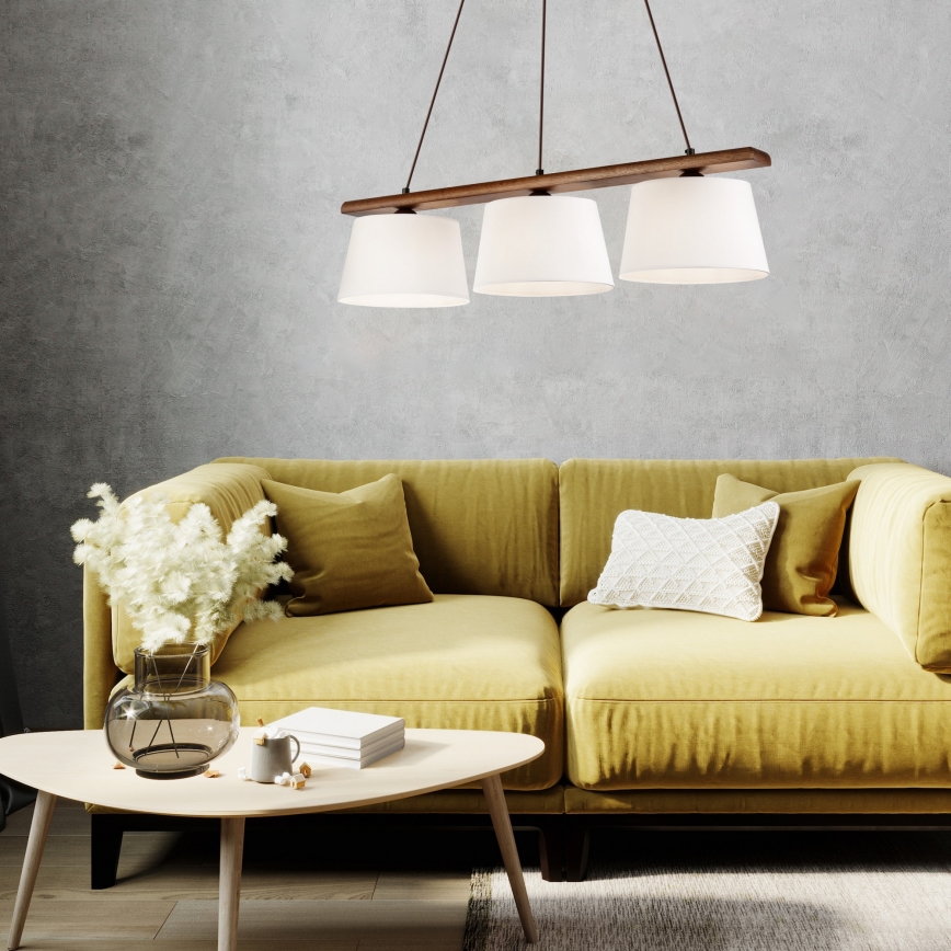 Pakabinamas šviestuvas AIDA ant laido 3xE27/60W/230V, Ø 25 cm, ąžuolas/riešutmedis