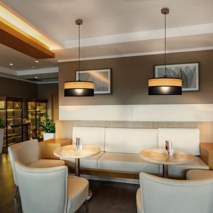 Pakabinamas šviestuvas ALBA su laidu 1xE27/15W/230V Ø 45 cm juoda/ruda