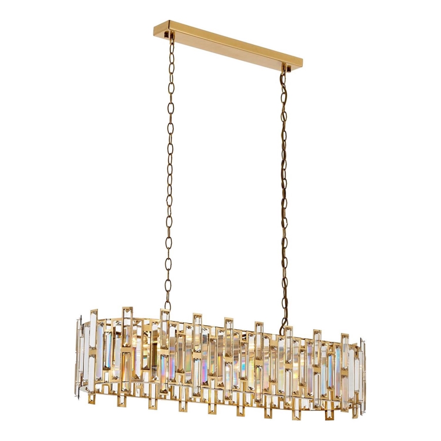 Pakabinamas šviestuvas ant grandinės CRYSTALLINE 13xE14/40W/230V auksinis