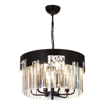 Pakabinamas šviestuvas ant grandinės CRYSTALLINE 6xE27/40W/230V juodas