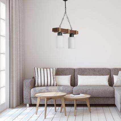 Pakabinamas šviestuvas ant grandinės JASMIN 2xE27/40W/230V rudas/baltas
