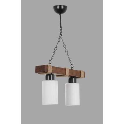 Pakabinamas šviestuvas ant grandinės JASMIN 2xE27/40W/230V rudas/baltas
