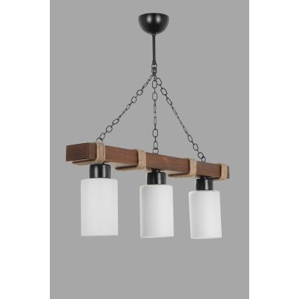 Pakabinamas šviestuvas ant grandinės JASMIN 3xE27/40W/230V ruda/balta