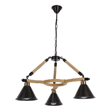 Pakabinamas šviestuvas ant grandinės NEGRU 3xE27/40W/230V juodas/rudas