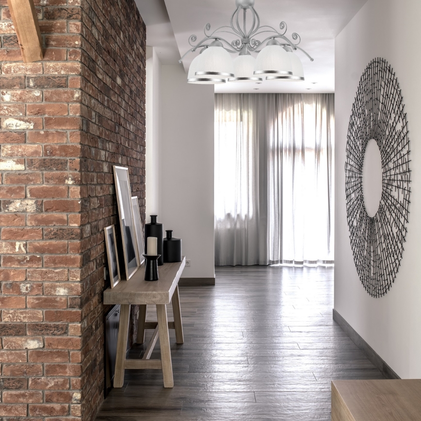 Pakabinamas šviestuvas ant grandinės RETRO II 5xE27/60W/230V sidabrinis