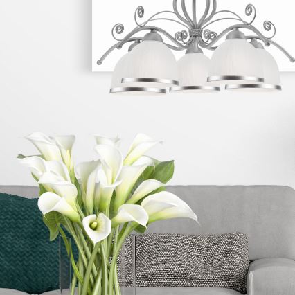Pakabinamas šviestuvas ant grandinės RETRO II 5xE27/60W/230V sidabrinis