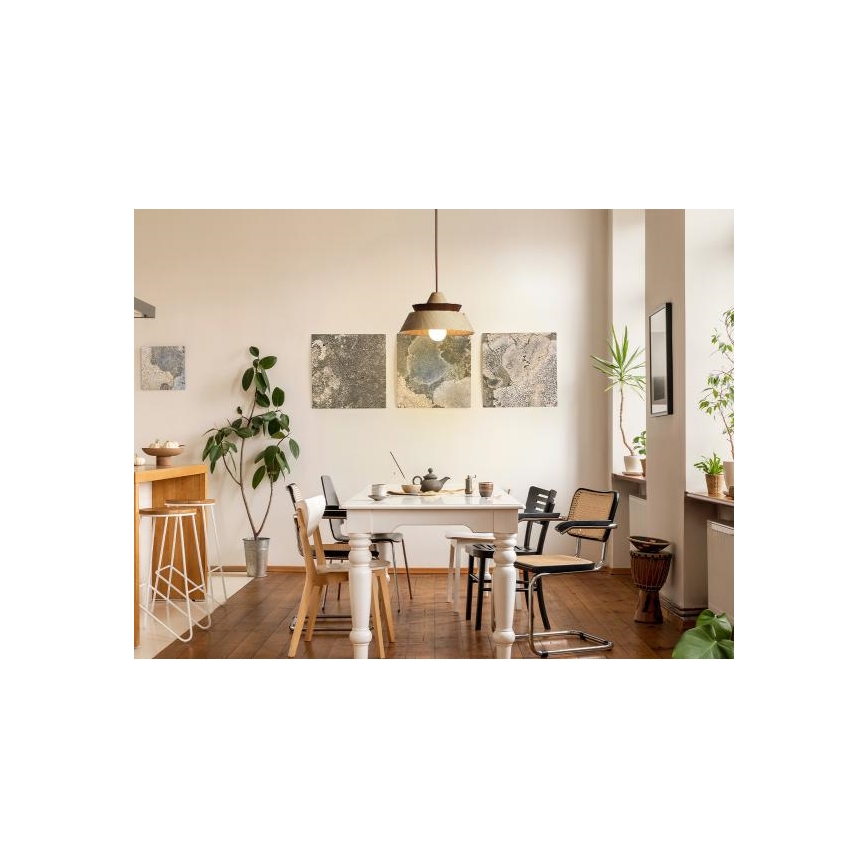 Pakabinamas šviestuvas ant laido 1xE27/60W/230V, skersmuo 33 cm masyvas/ąžuolas/riešutmedis/kaučiukmedis